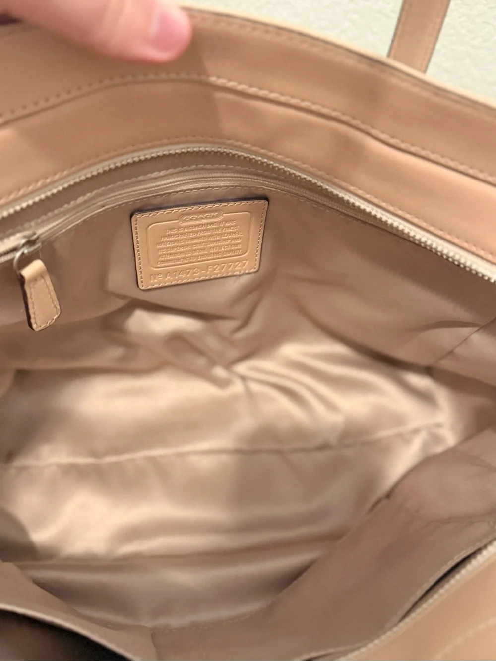 Coach Taylor Carryall Bag Metallic Silver Coated Canvas Camel Tan Leather Tote